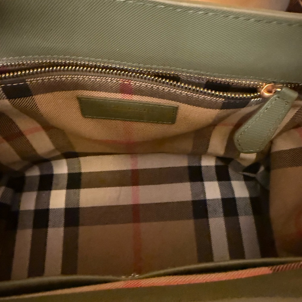 Burberry Sage Green Satchel with Plaid Strap - Picture 2 of 7